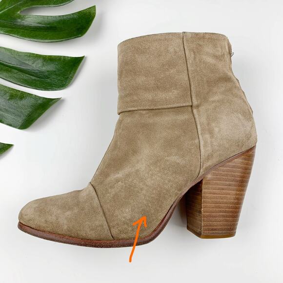 Rag & Bone Newbury Boots Heeled Tan Suede Zipper Ankle Women's 41 US 11 - Picture 8 of 12